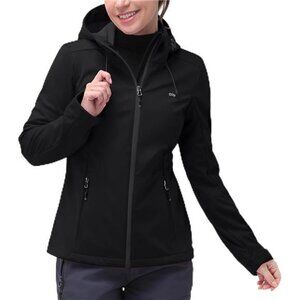 Womens Softshell Jacket Hooded Waterproof Lightweight Windproof Hiking Jacket